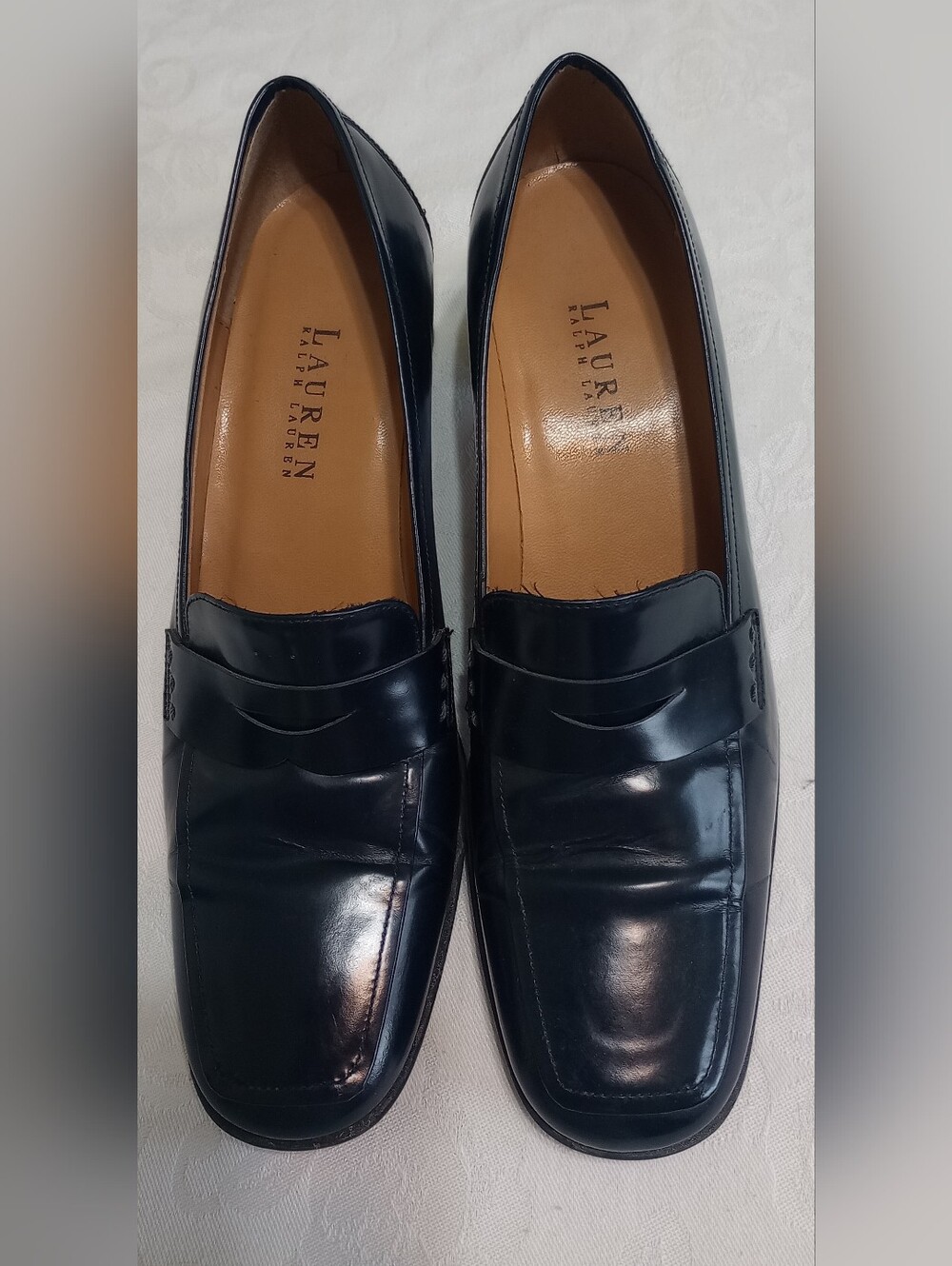 Lauren Ralph Lauren Blue Leather Slip-On Penny Loafers